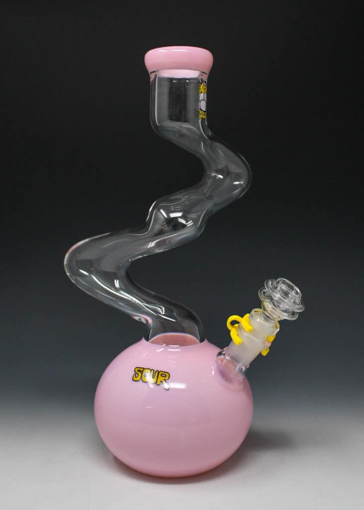 Sour 12" milky pink clear bubble bong