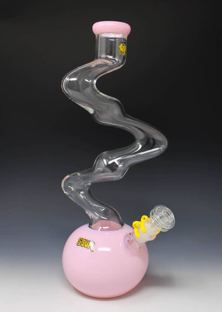 Sour 15" milky pink clear bong